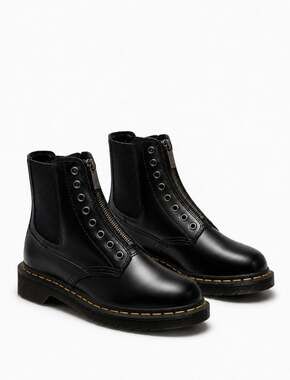 Dr. Martens 1460 Gusset Polished Smooth Zip Chelsea Boots Black Women 7
